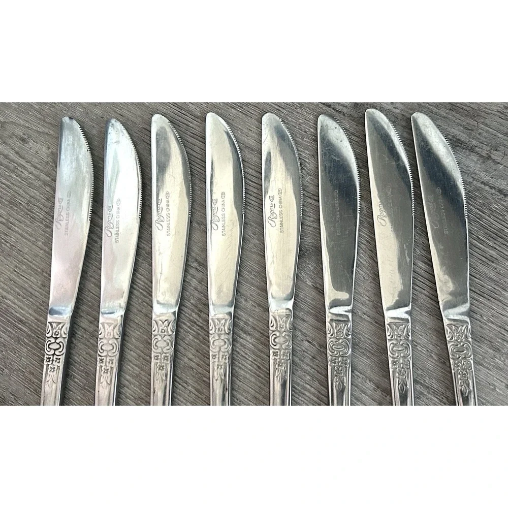 Stanley Roberts Rogers Knives Stainless Valentine Set Of 8 Pierced‎ 8.5
